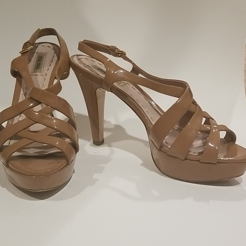 Miu Miu patent platform sandals